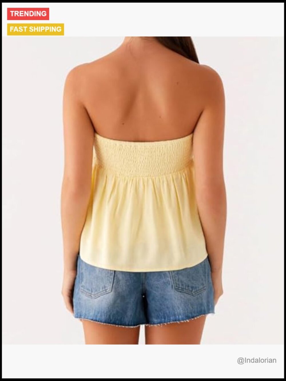 Y2K Flared Hem Peplum Bandeau Tube Top Strapless Going Out Top - Picture 4 of 7